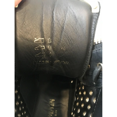 Pre-owned Balmain Army Leather Biker Boots In Black