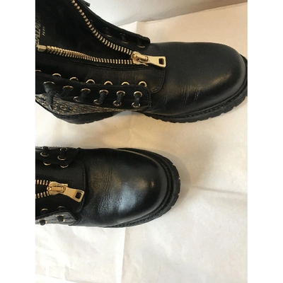 Pre-owned Balmain Army Leather Biker Boots In Black