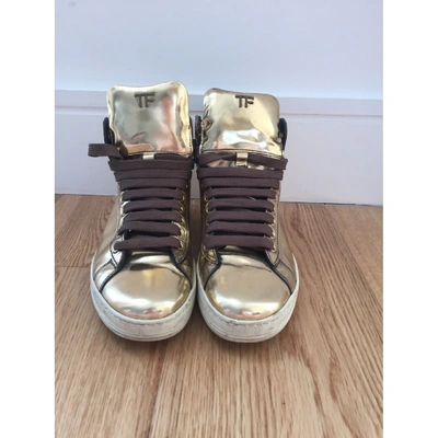 Pre-owned Tom Ford Gold Leather Trainers