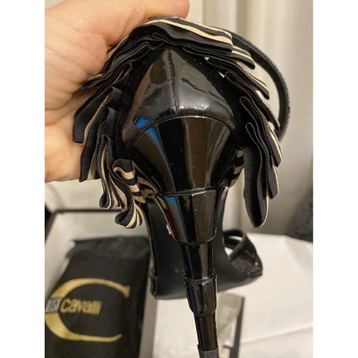 Pre-owned Just Cavalli Patent Leather Sandal In Black