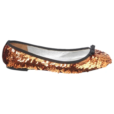 Pre-owned Dolce & Gabbana Glitter Ballet Flats In Orange