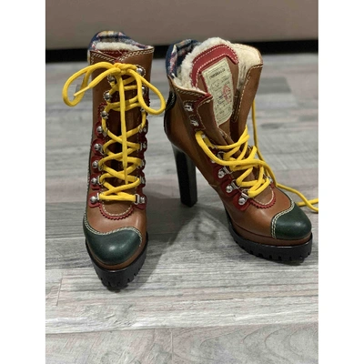 Pre-owned Dsquared2 Leather Lace Up Boots In Brown