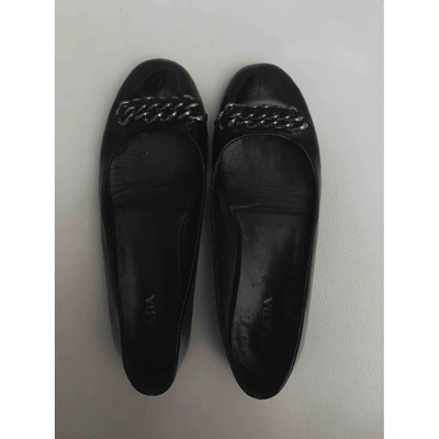 Pre-owned Prada Leather Ballet Flats In Black