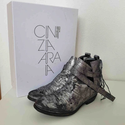 Pre-owned Cinzia Araia Leather Western Boots In Silver