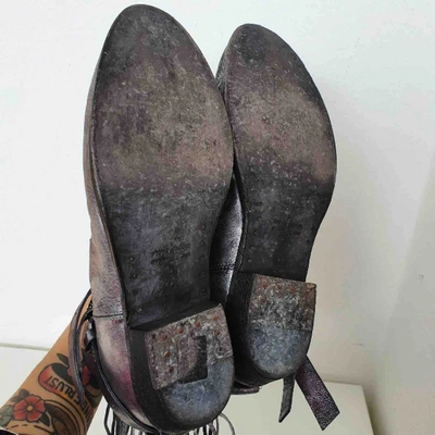 Pre-owned Cinzia Araia Leather Western Boots In Silver