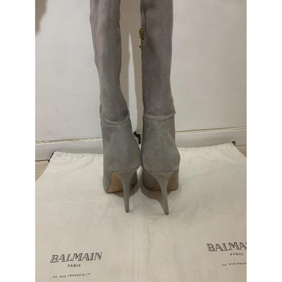 Pre-owned Balmain Boots In Grey