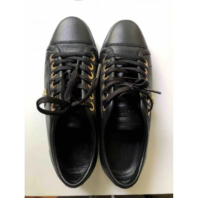 Pre-owned Dolce & Gabbana Leather Trainers In Black