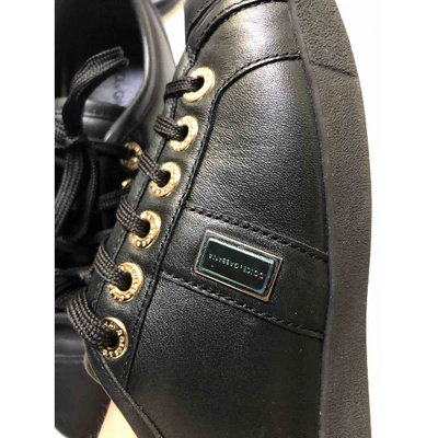 Pre-owned Dolce & Gabbana Leather Trainers In Black