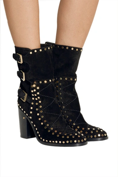 Shop Laurence Dacade Gehry Studded Suede Ankle Boots In Black
