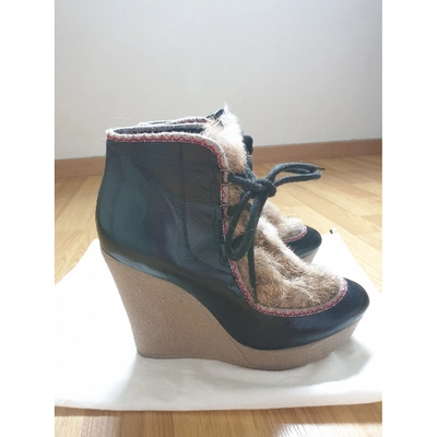 Pre-owned Claudie Pierlot Black Rabbit Ankle Boots