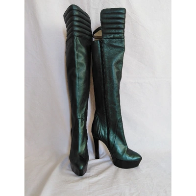 Pre-owned Versace Leather Biker Boots In Metallic