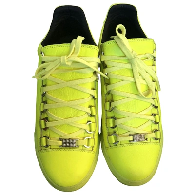 Pre-owned Balenciaga Arena Leather Trainers In Yellow