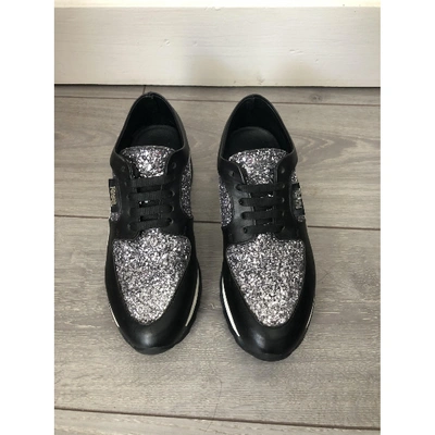 Pre-owned Karl Leather Trainers In Black