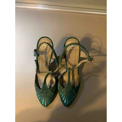 Pre-owned Versace Heels In Green