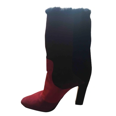 Pre-owned Tamara Mellon Snow Boots In Burgundy