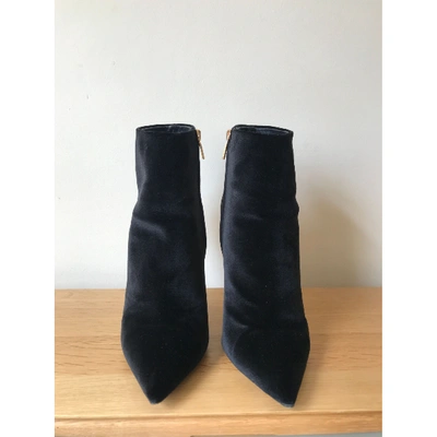 Pre-owned Ferragamo Velvet Ankle Boots In Black