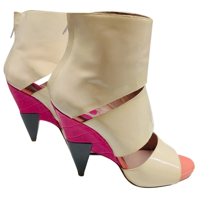 Pre-owned Chloé Leather Open Toe Boots In Pink