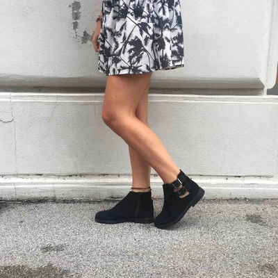 Pre-owned Topshop Tophop  Black Suede Ankle Boots