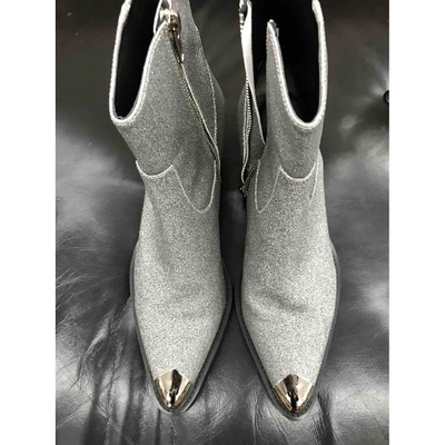 Pre-owned Tony Bianco Glitter Western Boots In Grey