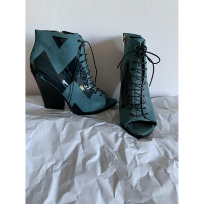 Pre-owned Burberry Open Toe Boots In Blue