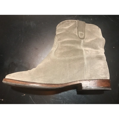 Pre-owned Isabel Marant Crisi  Leather Ankle Boots In Khaki