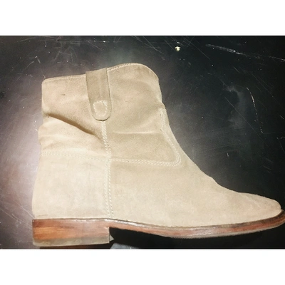 Pre-owned Isabel Marant Crisi  Leather Ankle Boots In Khaki