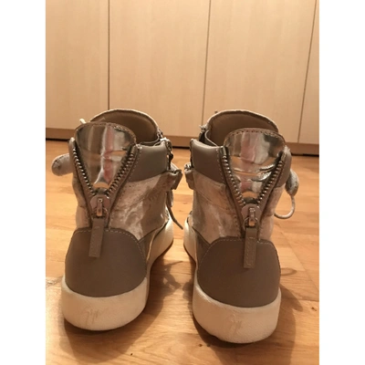 Pre-owned Giuseppe Zanotti Nicki Velvet Trainers In Grey