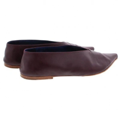 Pre-owned Celine Brown Leather Ballet Flats