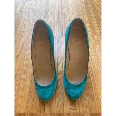 Pre-owned Christian Louboutin Turquoise Suede Heels