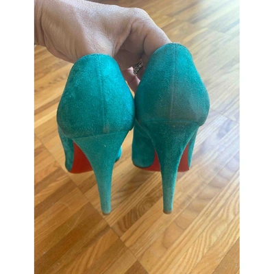 Pre-owned Christian Louboutin Turquoise Suede Heels
