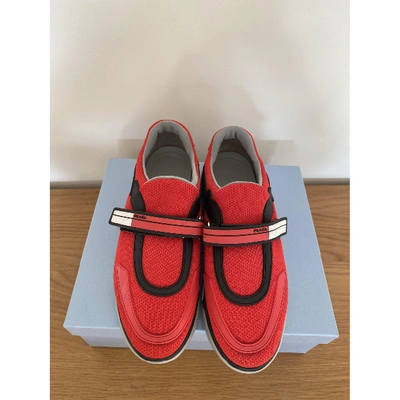 Pre-owned Prada Red Cloth Trainers