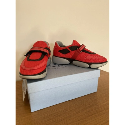 Pre-owned Prada Red Cloth Trainers