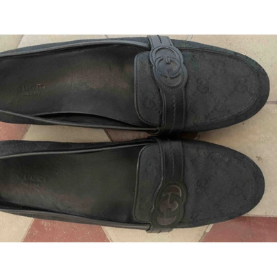 Pre-owned Gucci Cloth Flats In Black