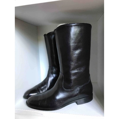 Pre-owned Sutor Mantellassi Black Leather Boots