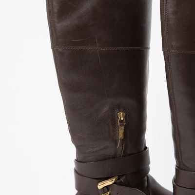 Pre-owned Burberry Leather Riding Boots In Brown