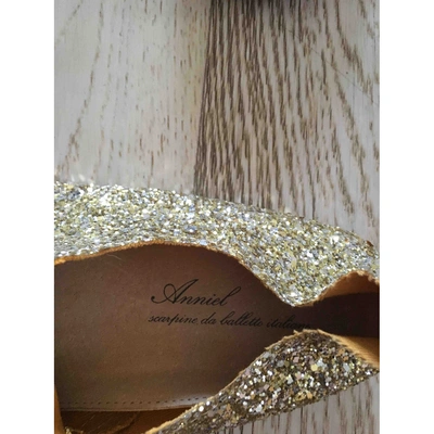 Pre-owned Anniel Gold Glitter Ballet Flats