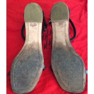 Pre-owned Carolina Herrera Leather Sandal In Navy