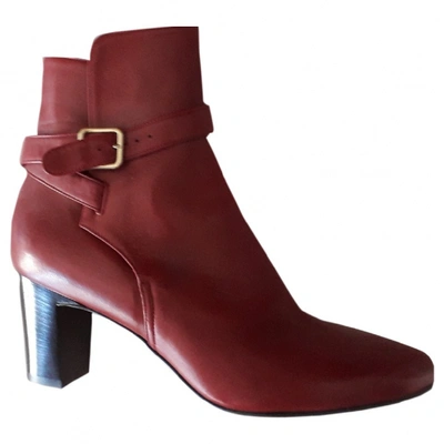 Pre-owned Michel Vivien Burgundy Leather Ankle Boots