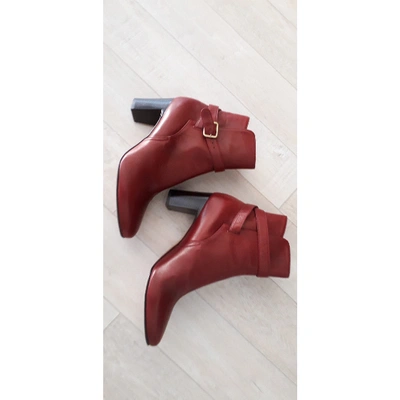 Pre-owned Michel Vivien Burgundy Leather Ankle Boots