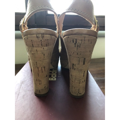 Pre-owned Baldinini Leather Sandals In Beige