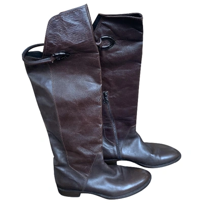 Pre-owned Fabiana Filippi Leather Riding Boots In Brown