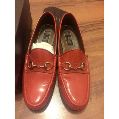 Pre-owned Gucci Princetown Leather Flats In Orange