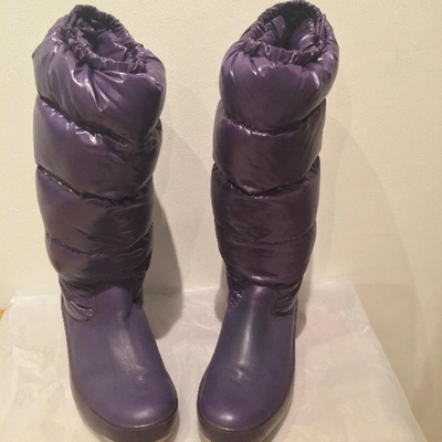 Pre-owned Moncler Purple Rubber Boots