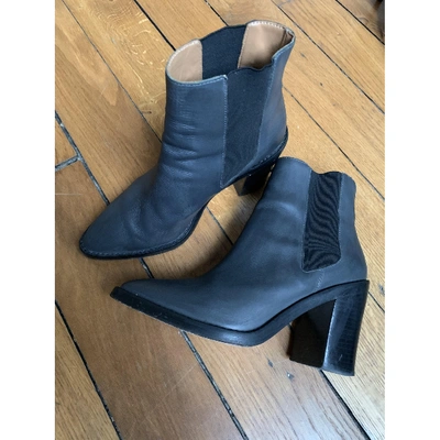 Pre-owned Zimmermann Leather Ankle Boots In Grey