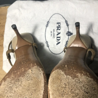 Pre-owned Prada Cloth Mules & Clogs In Beige