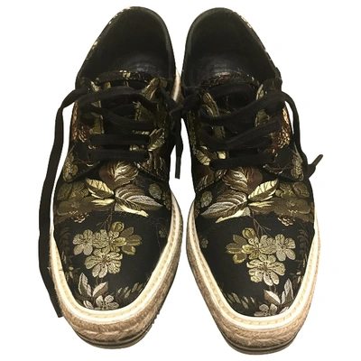 Pre-owned Prada Cloth Lace Ups In Black