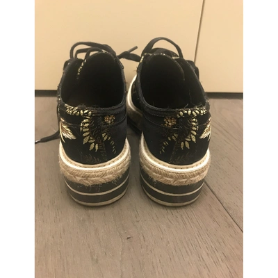 Pre-owned Prada Cloth Lace Ups In Black