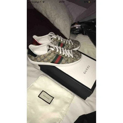 Pre-owned Gucci Ace Leather Trainers