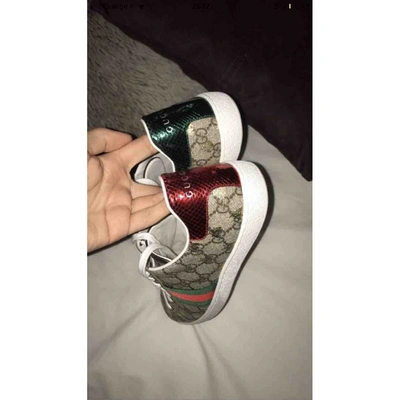 Pre-owned Gucci Ace Leather Trainers