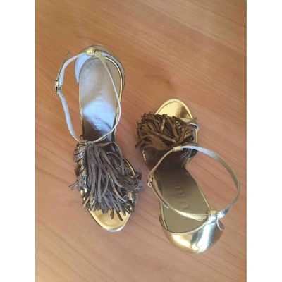 Pre-owned Burberry Leather Sandals In Gold